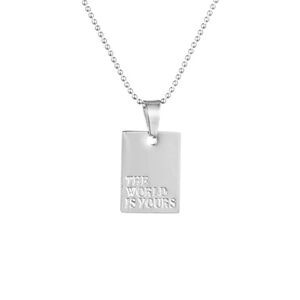 The World Is Yours Necklace PVD 18K White Gold Plated Stainless Steel